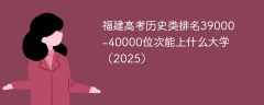 福建高考历史类排名39000-40000位次能上什么大学（2025）