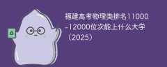 福建高考物理类排名11000-12000位次能上什么大学（2025）