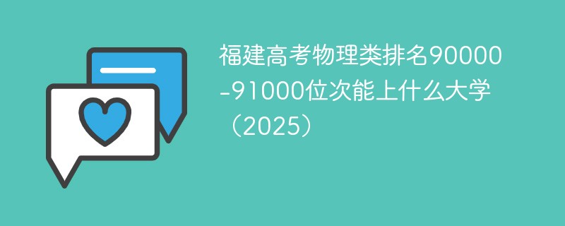 福建高考物理类排名90000-91000位次能上什么大学（2025）