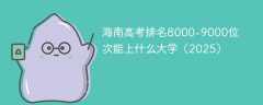 海南高考排名8000-9000位次能上什么大学（2025）