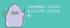 河北高考排名1-1000位次能上什么大学（2025历史类）