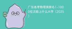 广东高考物理类排名1-1000位次能上什么大学（2025）