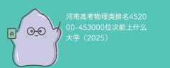 河南高考物理类排名452000-453000位次能上什么大学（2025）