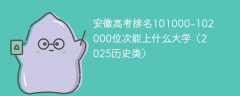 安徽高考排名101000-102000位次能上什么大学（2025历史类）