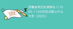 安徽高考历史类排名111000-112000位次能上什么大学（2025）