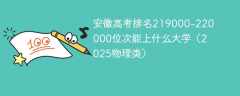 安徽高考排名219000-220000位次能上什么大学（2025物理类）