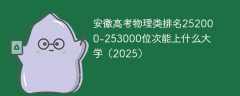 安徽高考物理类排名252000-253000位次能上什么大学（2025）