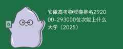 安徽高考物理类排名292000-293000位次能上什么大学（2025）