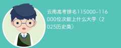 云南高考排名115000-116000位次能上什么大学（2025历史类）