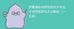 安徽测绘地理信息技术专业大专院校排名及分数线（一览表）