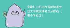 安徽矿山机电与智能装备专业大专院校排名及分数线（哪个学校好）
