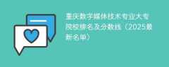 重庆数字媒体技术专业大专院校排名及分数线（2025最新名单）