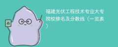 福建光伏工程技术专业大专院校排名及分数线（一览表）