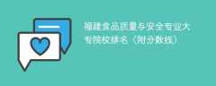 福建食品质量与安全专业大专院校排名（附分数线）