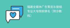 福建全媒体广告策划与营销专业大专院校排名（附分数线）