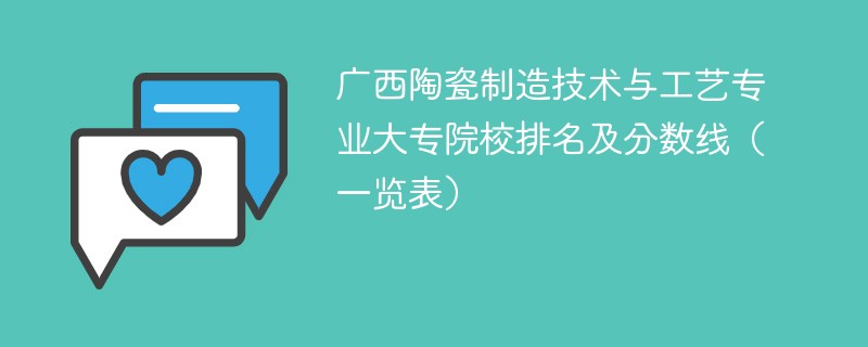 广西陶瓷制造技术与工艺专业大专院校排名及分数线（一览表）
