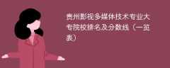 贵州影视多媒体技术专业大专院校排名及分数线（一览表）