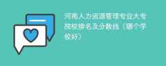 河南人力资源管理专业大专院校排名及分数线（哪个学校好）