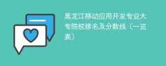 黑龙江移动应用开发专业大专院校排名及分数线（一览表）