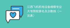 江西飞机机电设备维修专业大专院校排名及分数线（一览表）