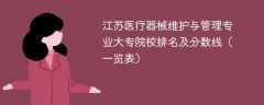 江苏医疗器械维护与管理专业大专院校排名及分数线（一览表）