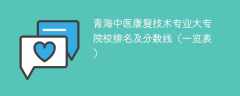 青海中医康复技术专业大专院校排名及分数线（一览表）