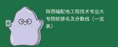 陕西输配电工程技术专业大专院校排名及分数线（一览表）