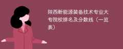 陕西新能源装备技术专业大专院校排名及分数线（一览表）