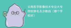 云南医学影像技术专业大专院校排名及分数线（哪个学校好）