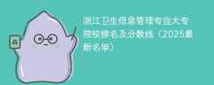 浙江卫生信息管理专业大专院校排名及分数线（2025最新名单）