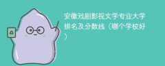 安徽戏剧影视文学专业大学排名及分数线（哪个学校好）