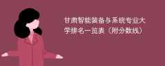 甘肃智能装备与系统专业大学排名一览表（附分数线）