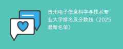 贵州电子信息科学与技术专业大学排名及分数线（2025最新名单）