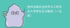 贵州设施农业科学与工程专业大学排名及分数线（一览表）