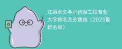 江西水文与水资源工程专业大学排名及分数线（2025最新名单）