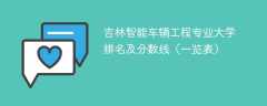 吉林智能车辆工程专业大学排名及分数线（一览表）