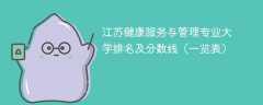 江苏健康服务与管理专业大学排名及分数线（一览表）