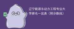 辽宁能源与动力工程专业大学排名一览表（附分数线）
