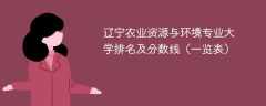 辽宁农业资源与环境专业大学排名及分数线（一览表）