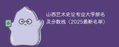 山西艺术史论专业大学排名及分数线（2025最新名单）