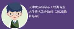 天津食品科学与工程类专业大学排名及分数线（2025最新名单）