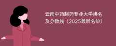 云南中药制药专业大学排名及分数线（2025最新名单）