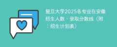 复旦大学2025各专业在安徽招生人数、录取分数线（附：招生计划表）
