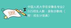 中国人民大学在安徽各专业2025招生人数、录取分数线（附：招生计划表）