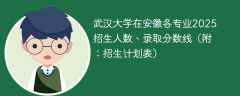 武汉大学在安徽各专业2025招生人数、录取分数线（附：招生计划表）