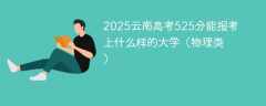 2025云南高考525分能报考上什么样的大学（物理类）