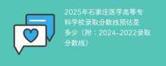 2025年石家庄医学高等专科学校录取分数线预估是多少（附：2024-2022录取分数线）