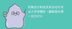 机械设计制造及其自动化专业大学有哪些（最新排名榜一览2025）