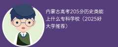 内蒙古高考205分历史类能上什么专科学校（2025好大学推荐）