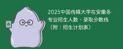 2025中国传媒大学在安徽各专业招生人数、录取分数线（附：招生计划表）
